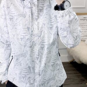 blouson imperméable à imprimé végétal