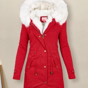 Blouson fourré et chaud à capuche pour femme