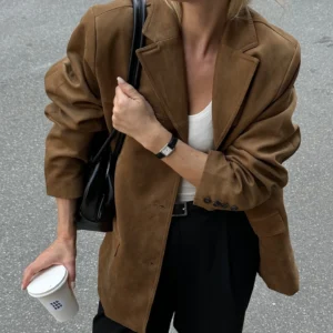 blouson cuir daim femme
