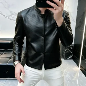 Blouson habillé en cuir pour hommes