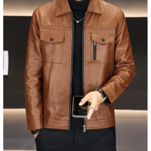 Blouson hiver en cuir style rétro