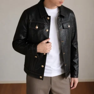 blouson habillé en cuir automne hiver homme